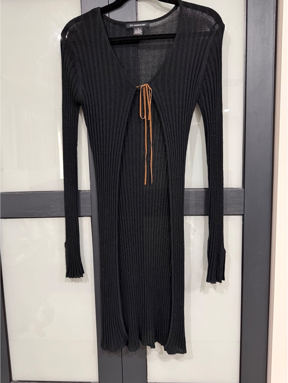 Black Shimmer Tie-Front Cardigan
